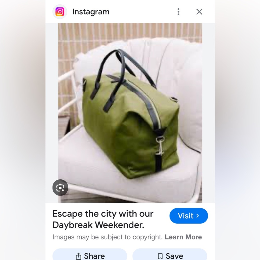 🥰RARE GOOP Blog Fave July Daybreak Weekender Bag Olive Travel & Leisure Sold Out